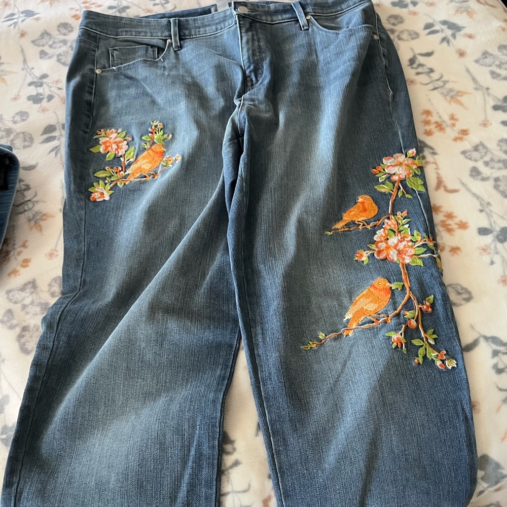 Embroidered Blue Jeans